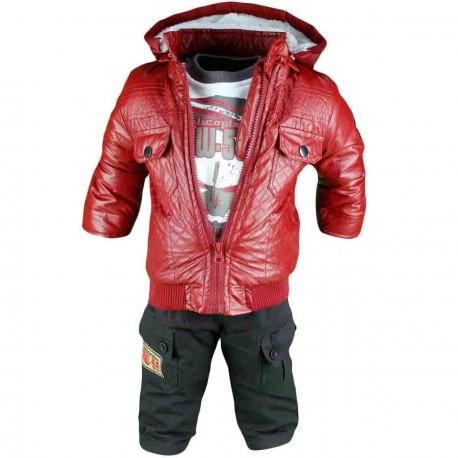 EMSEMBLE BEBE VETEMENTS HIVER PARKA ROUGE