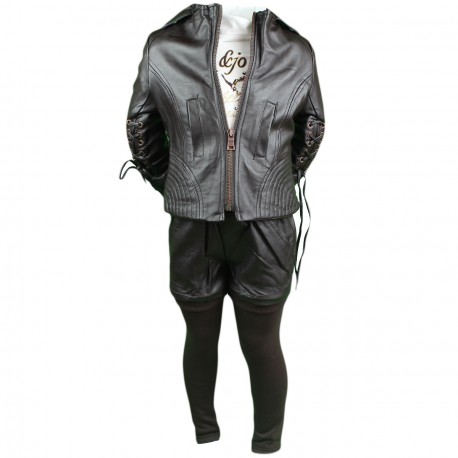 ENSEMBLE ENFANT VETEMENTS HIVER FILLE PANTALON + T SHIRT + VESTE SKY NOIRE