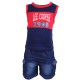 ENSEMBLE BEBE LEE COOPER BLEU PANTALON JEANS + DEBARDEUR + CHEMISE BLEU CLAIR