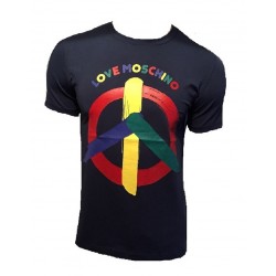 T SHIRT LOVE MOSCHINO PEACE BLEU MARINE