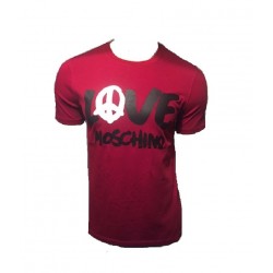 T SHIRT LOVE MOSCHINO LOGO PEACE ROUGE BORDEAUX
