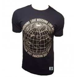 T SHIRT LOVE MOSCHINO GLOBE BLEU