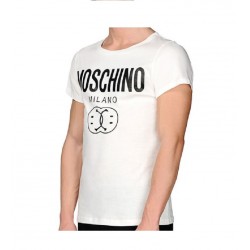 T SHIRT LOVE MOSCHINO SMILEY BLANC