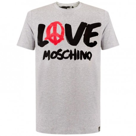 T SHIRT LOVE MOSCHINO LOGO PEACE GRIS