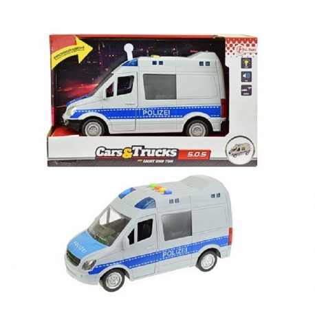 JOUET ENFANT CAMION DE POLICE GRIS A FRICTION SON ET LUMIERE 21 CM
