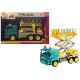 JOUET ENFANT GRAND CAMION DE TRAVAUX PASSERELLE A FRICTION 34 CM