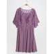 Robe courte cérémonie femme grande taille unique cape dentelle Mauve
