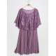 Robe courte cérémonie femme grande taille unique cape dentelle Mauve