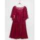 Robe courte cérémonie femme grande taille unique cape dentelle bordeaux